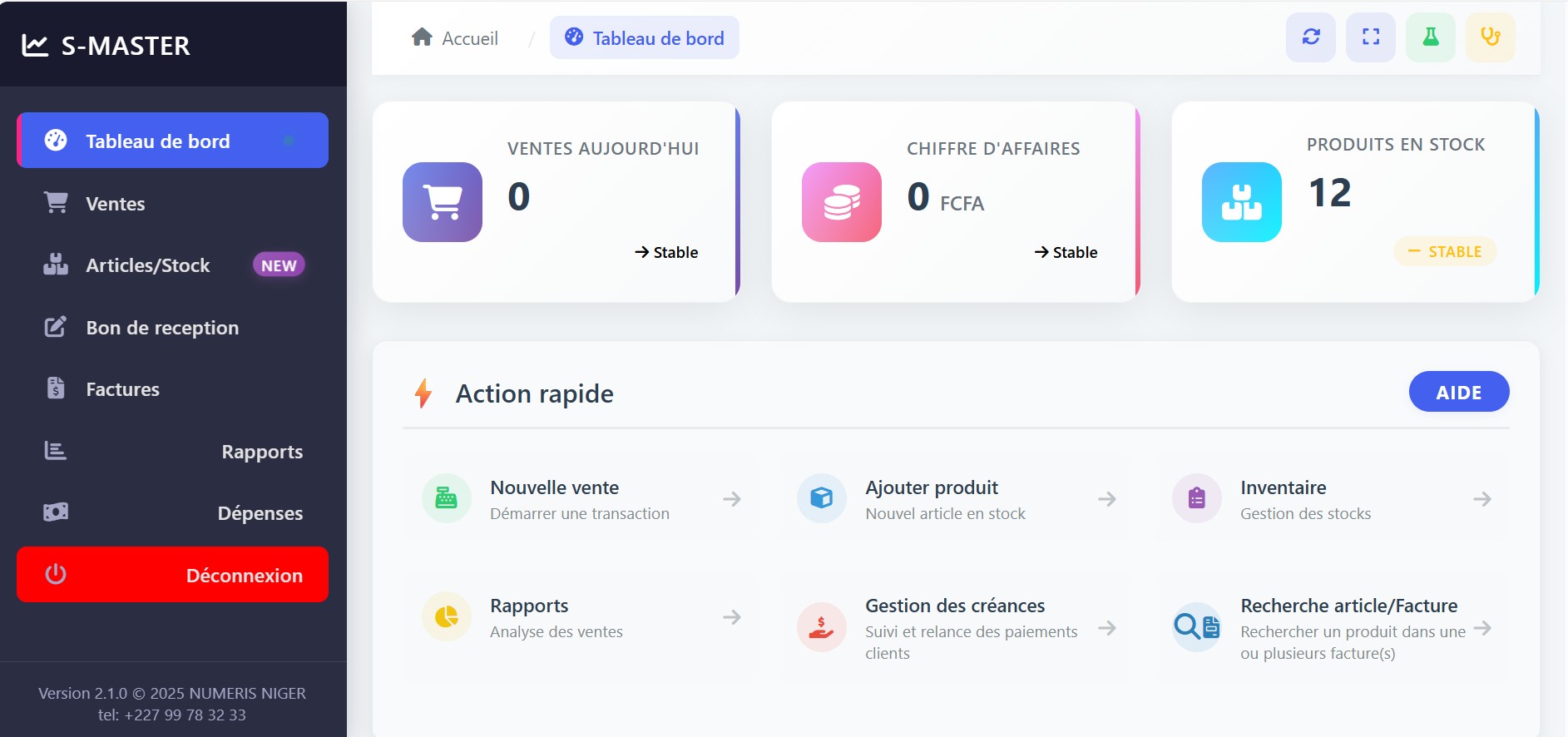 Tableau de bord - S-MASTER